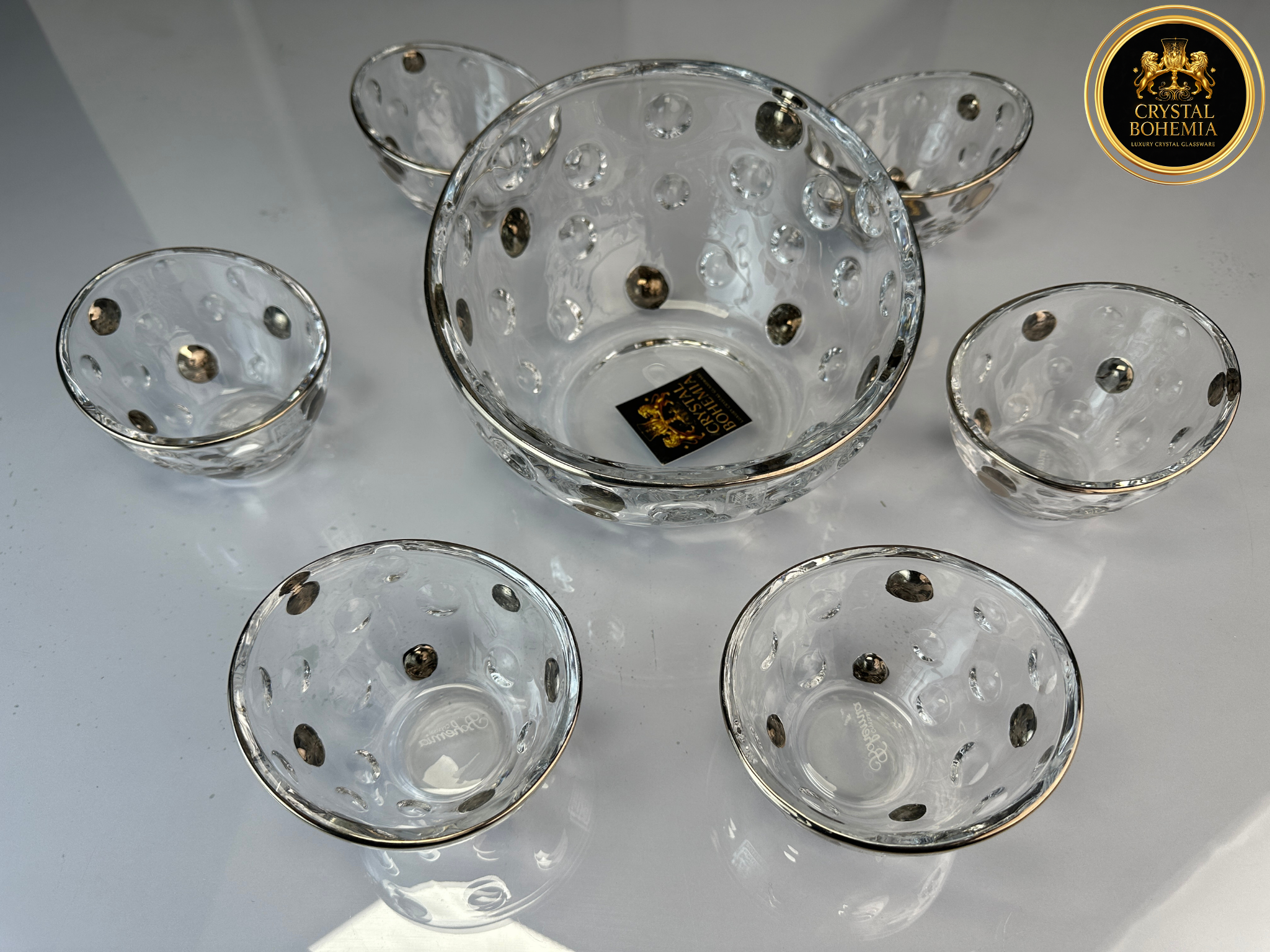 طقم خشاف كريستال بوهيمي فضي CB001054