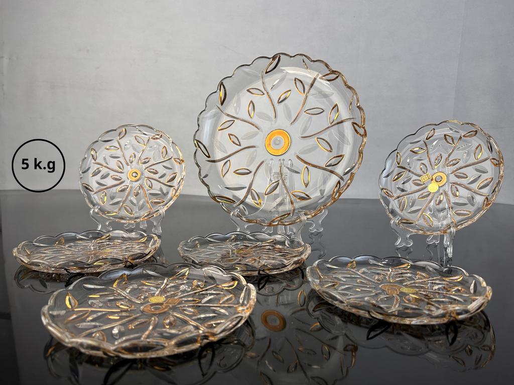 أطباق جاتوه كريستال بوهيمي لاروس بتشطيب ذهبي فاخر