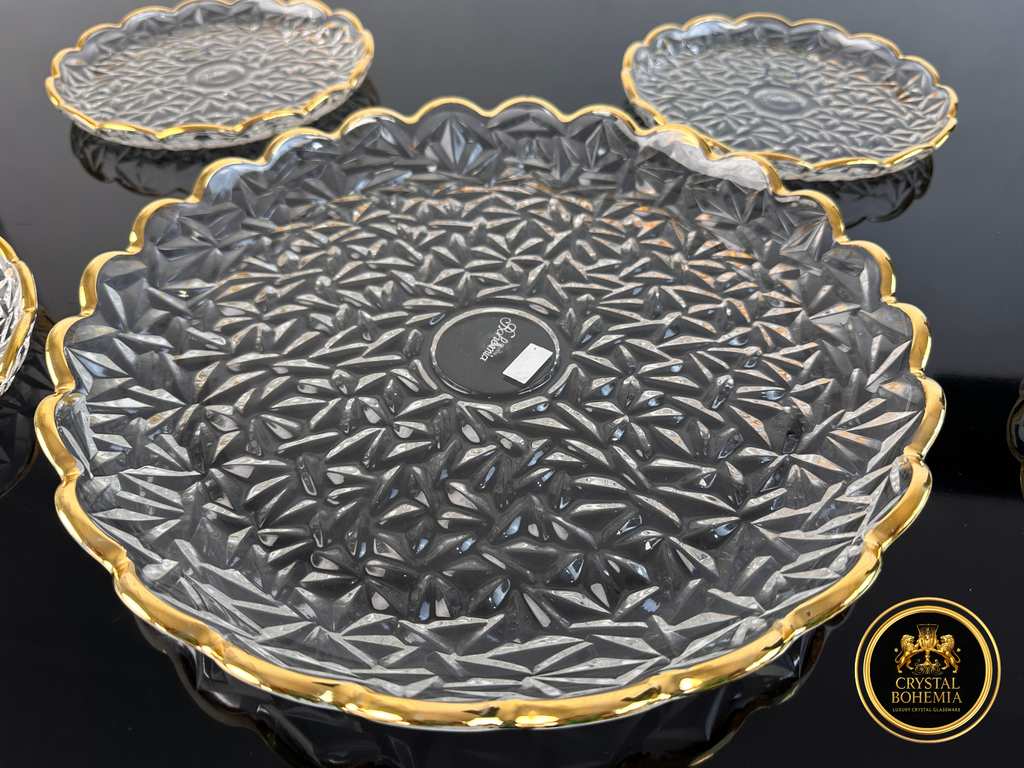 طقم جاتوه كريستال بوهيمي بتشطيب ذهبي فاخر