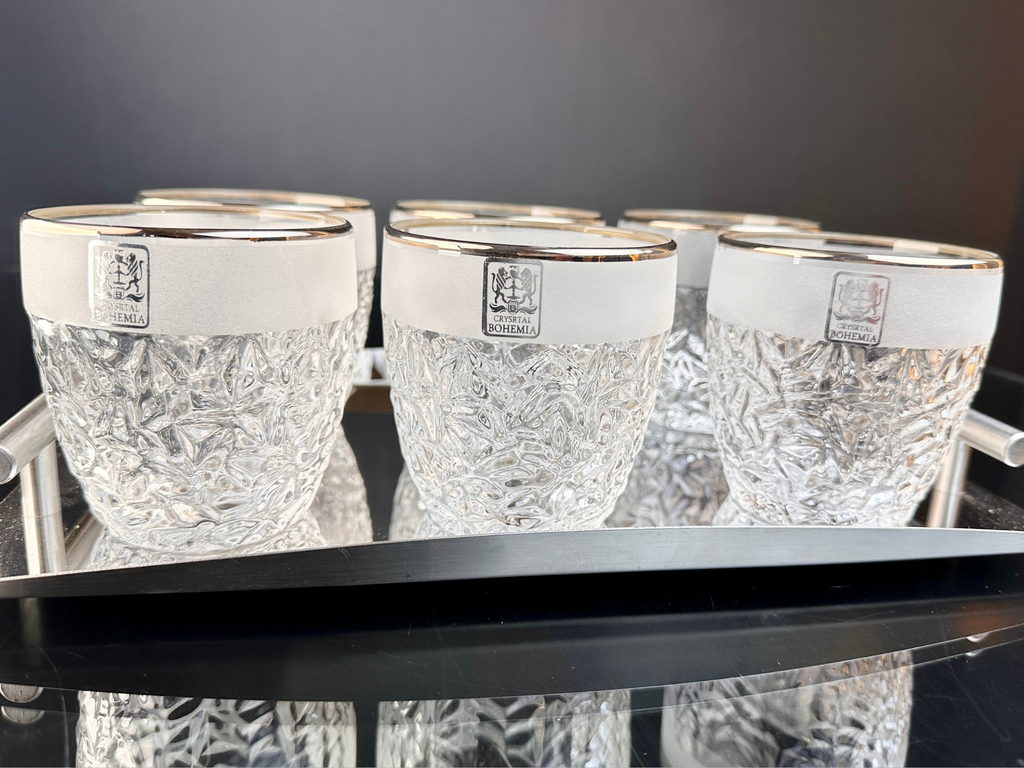 طقم 12 نيكوليت رمل فضي كريستال بوهيمي