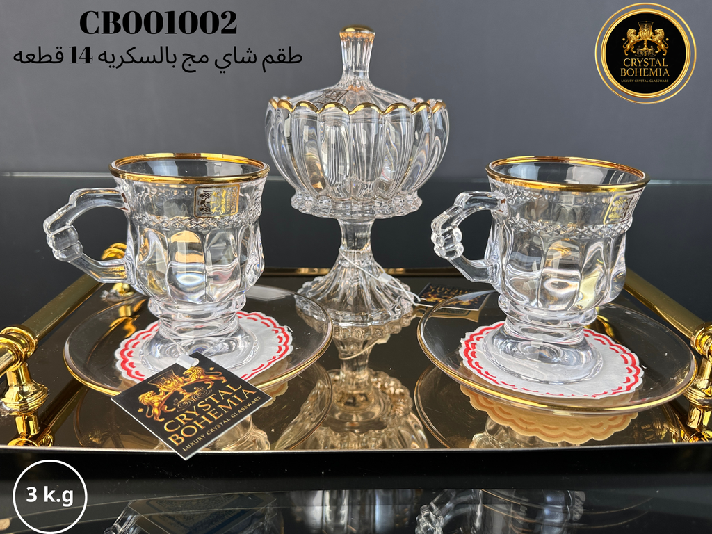 طقم كاسات كريستال بوهيمي شاي
