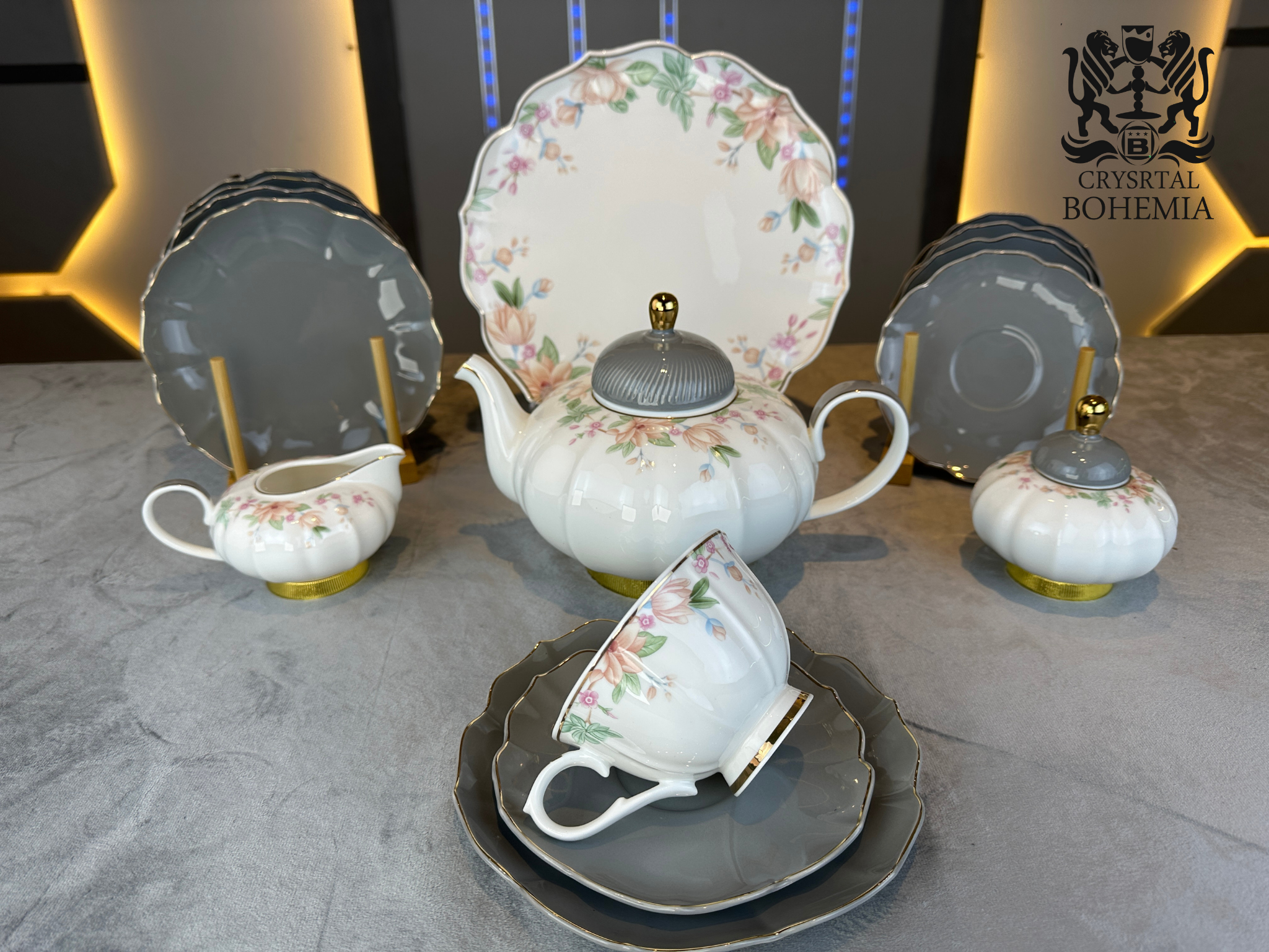 Black and gold tea and dessert set luxury porcelain