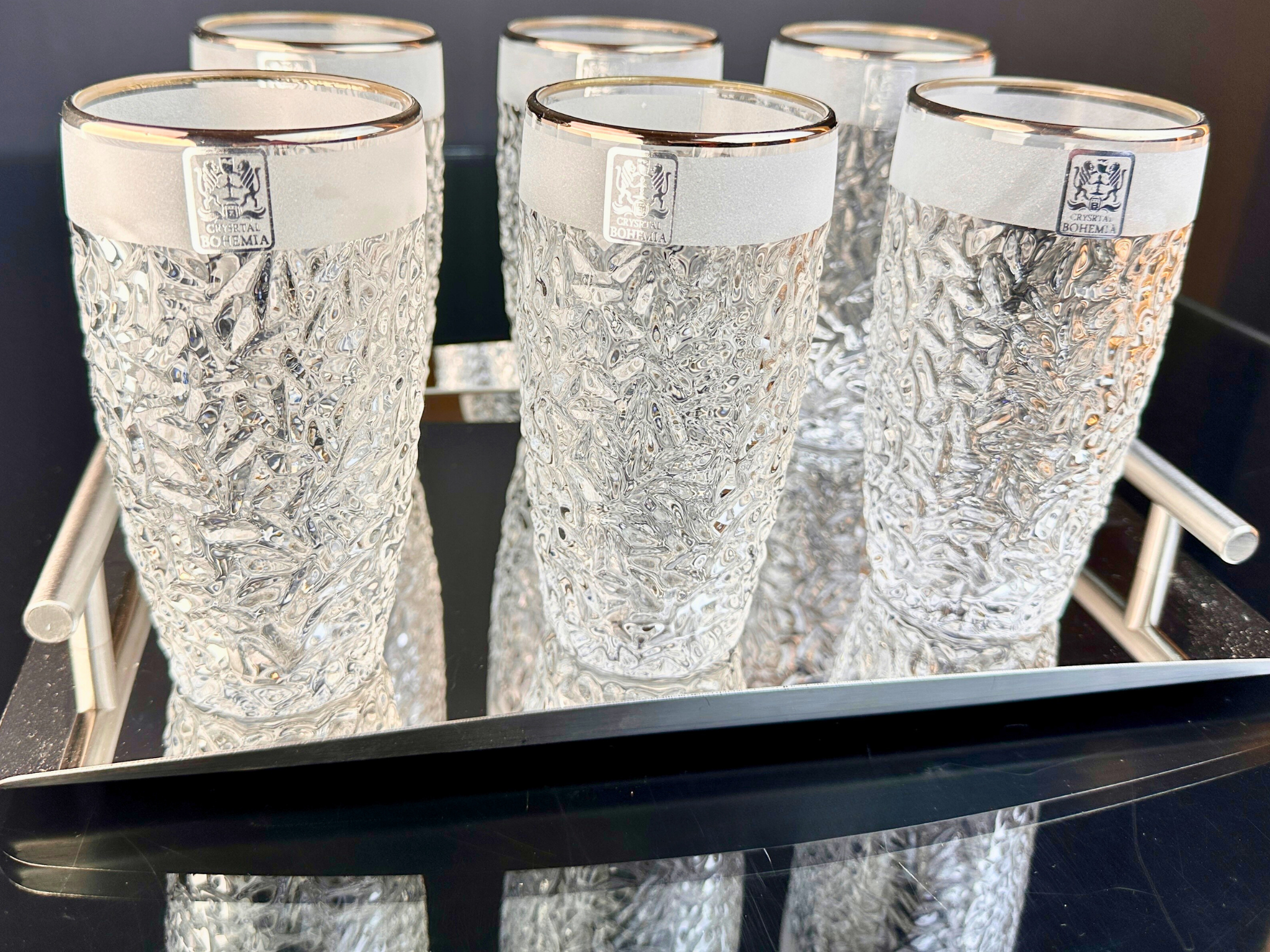 أطقم كوب كريستال بوهيمي نيكوليت رمل بتشطيب فضي