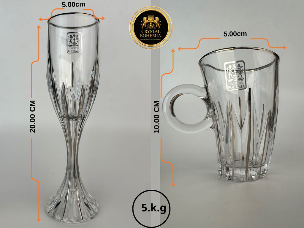 مقاس طقم 12 قطعة كريستال بوهيمي مناسب لتنسيق النيش وجهاز العروسة