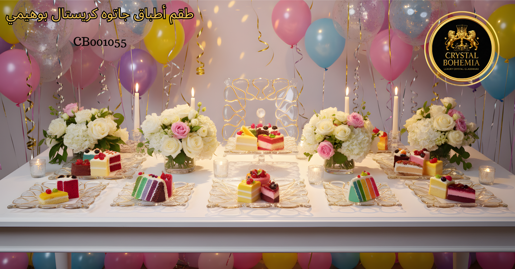 طقم جاتوه بوهيمي كريستال مذهب  – تصميم شفاف أنيق للمناسبات