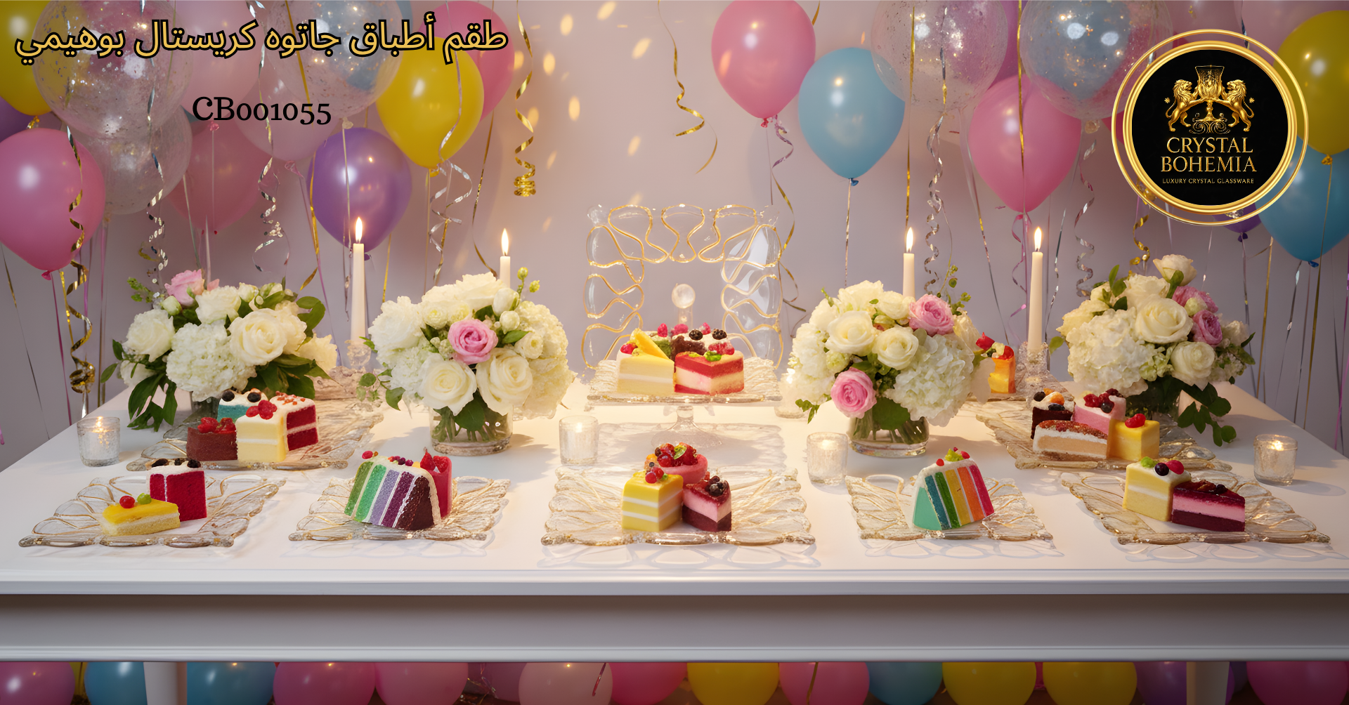طقم جاتوه بوهيمي كريستال مذهب  – تصميم شفاف أنيق للمناسبات
